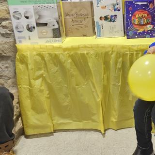 Yellow table cloth with skirt