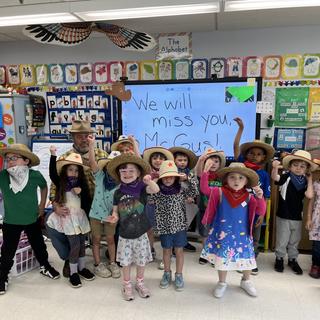 Preschool students sending me off
