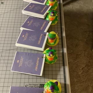 All lined for embarkation with their passports.