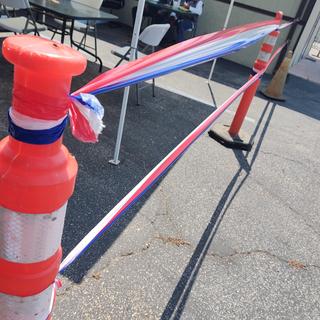 Makeshift outdoor patio boundary for local veterans groups