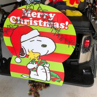 Yard sign on rear of golf cart