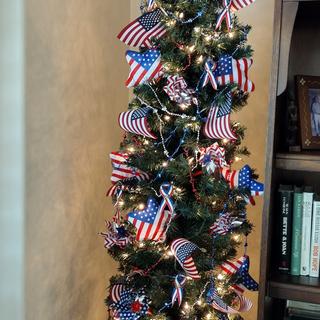 My decorated Red, White, and Blue tree warms my heart!