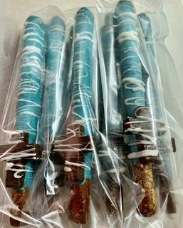 Chocolate covered pretzels with crosses 