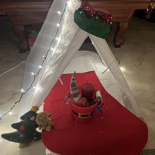 Tent and stocking from Oriental Trading