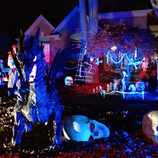 Life size dragon and skulls