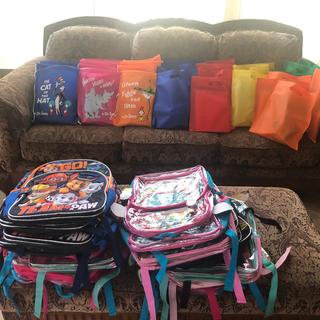 Bags packed with school supplies