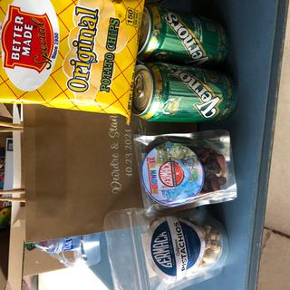 Filling the bags with treats for our guests