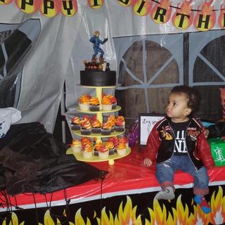 Birthday party flames tablecloth