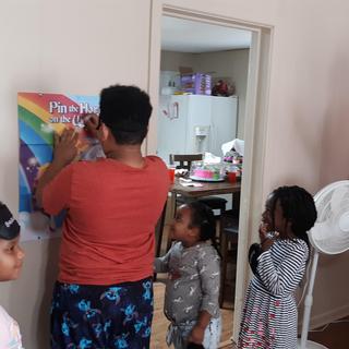 Pin the horn on the unicorn was "throwback" fun...