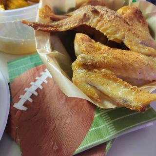 Chicken wings in football bowl