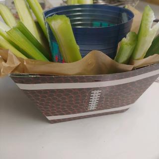 Celery and dip in bowl