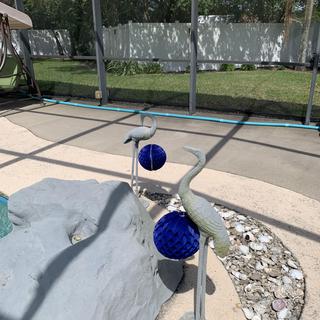 Decorations on the cranes in the pool yard..