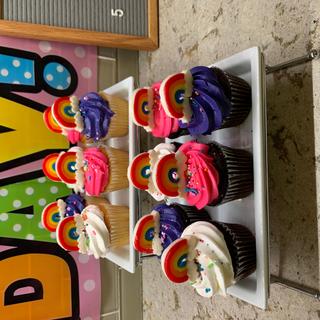 Used as cupcake toppers (held up by toothpicks)