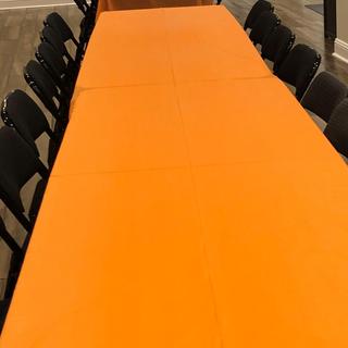 Tables Setup in our Basement for a Group Gathering