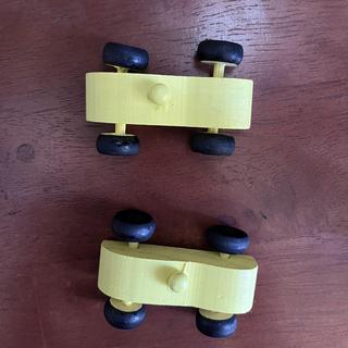 Some cars are a little crooked.