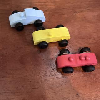 The 3 different designs, painted different colors.