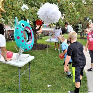 Throw the Ball through the hole- Family Carnival Time