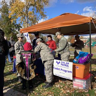 Cadet hand out Moon Rocks candy.