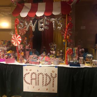 Inflated candy canes from here &amp; pinwheel candy In red/white