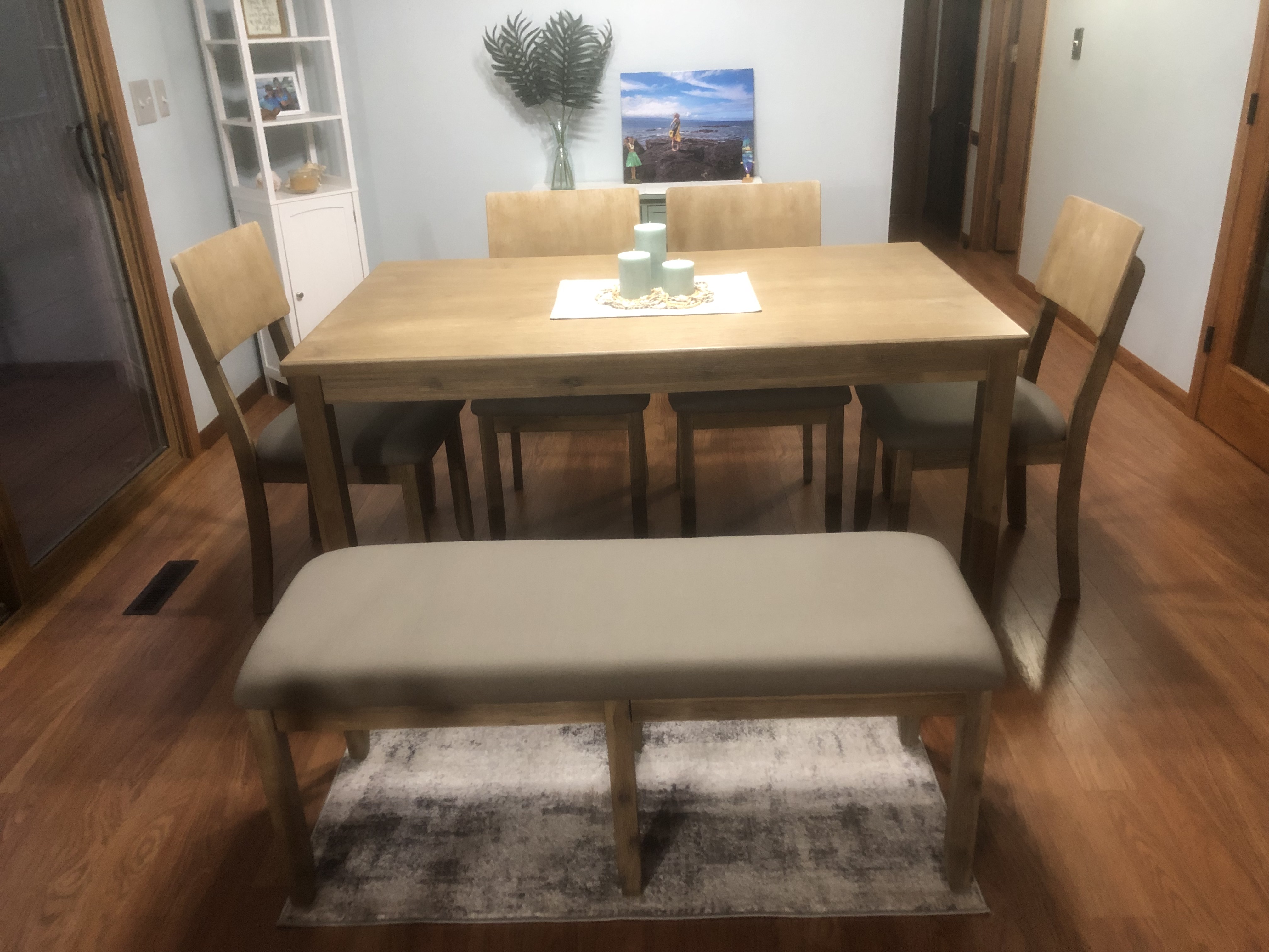 ヨ*ん様 テンプルトンライ、ジョニードラム 、キングスカウンティ　4本セット Linon Jocey Dining Table and 4 Chairs and Bench Set | Ashley