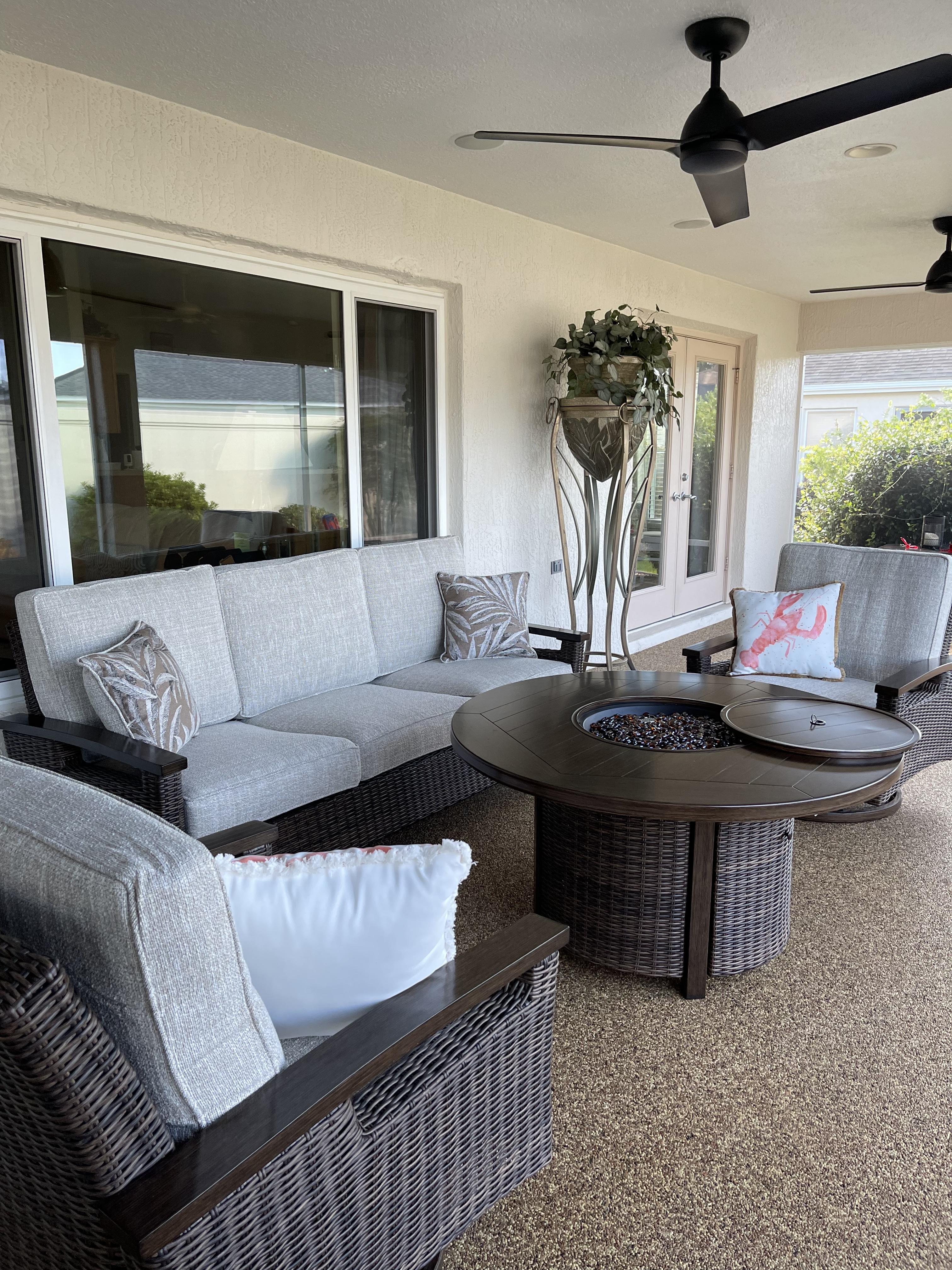Paradise Trail Outdoor Loveseat and 2 Lounge Chairs with Fire Pit