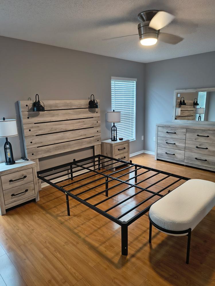 Cambeck King Panel Bed with Mirrored Dresser and Nightstand | Ashley