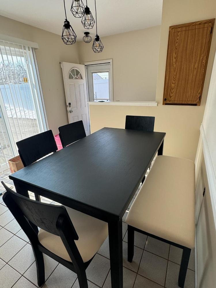 Linon Jocey Dining Table and 4 Chairs and Bench Set | Ashley
