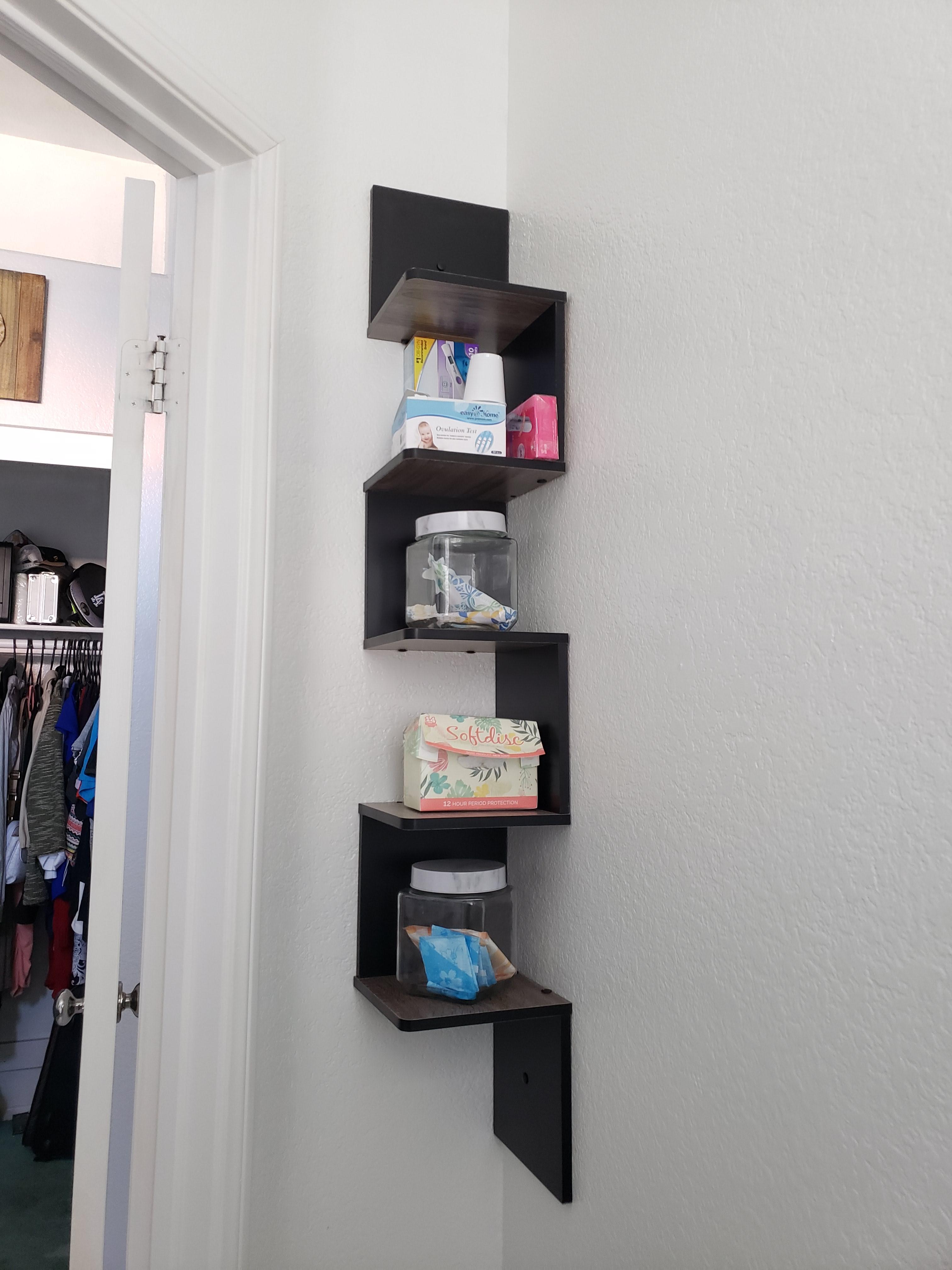 Furinno Rossi 5-Tier Wall Mount Floating Corner Square Shelf