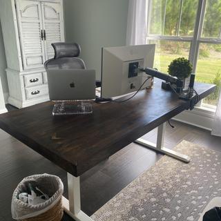 My husband built a desktop for it, and it was easy to attach the top to the base we purchased.