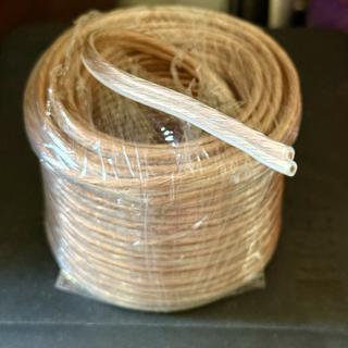 the speaker wire comes in a small roll wrapped in plastic wrap