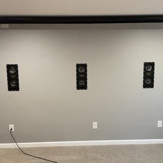 LCR behind acoustically transparent 120? screen.