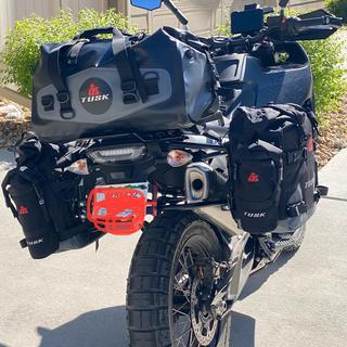 Tusk Pannier Racks with Tusk Pilot Pannier Bags and Bottle Holders