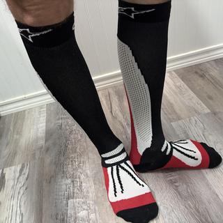 Alpinestars Motorcycle Racing Socks – Red/Black/White, Short Style