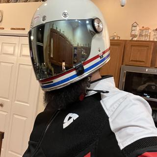 bell bullitt deluxe helmet stripes vintage white Bell Bullitt Retro Motorcycle Helmet