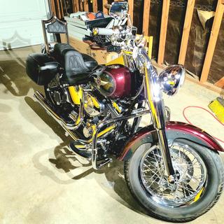 thumbnail image 2 of Engine Guard Highway Crash Bar – Fit Harley Softail Deluxe FLSTN 2000-2017 – TCMT Chrome 2 of 5