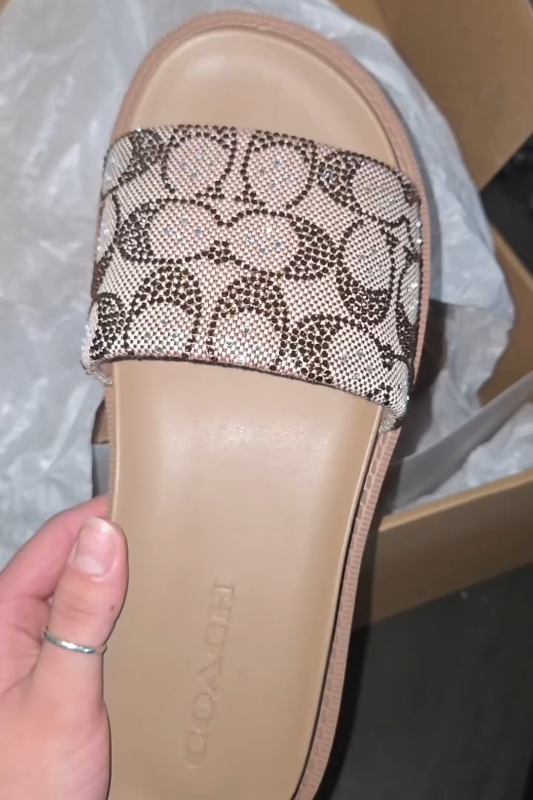 Brynn Slide Sandal In Crystal Signature Jacquard | Other Shoes
