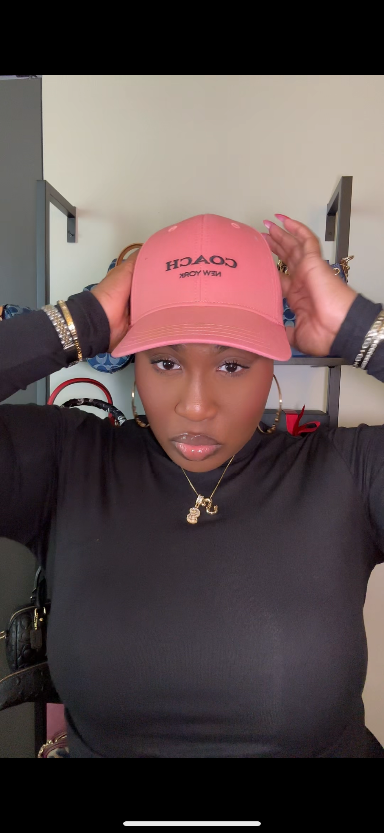 New Coach Embroidered Baseball Cap- Blush New Coach Embroidered Baseball Cap- Blush main image 2