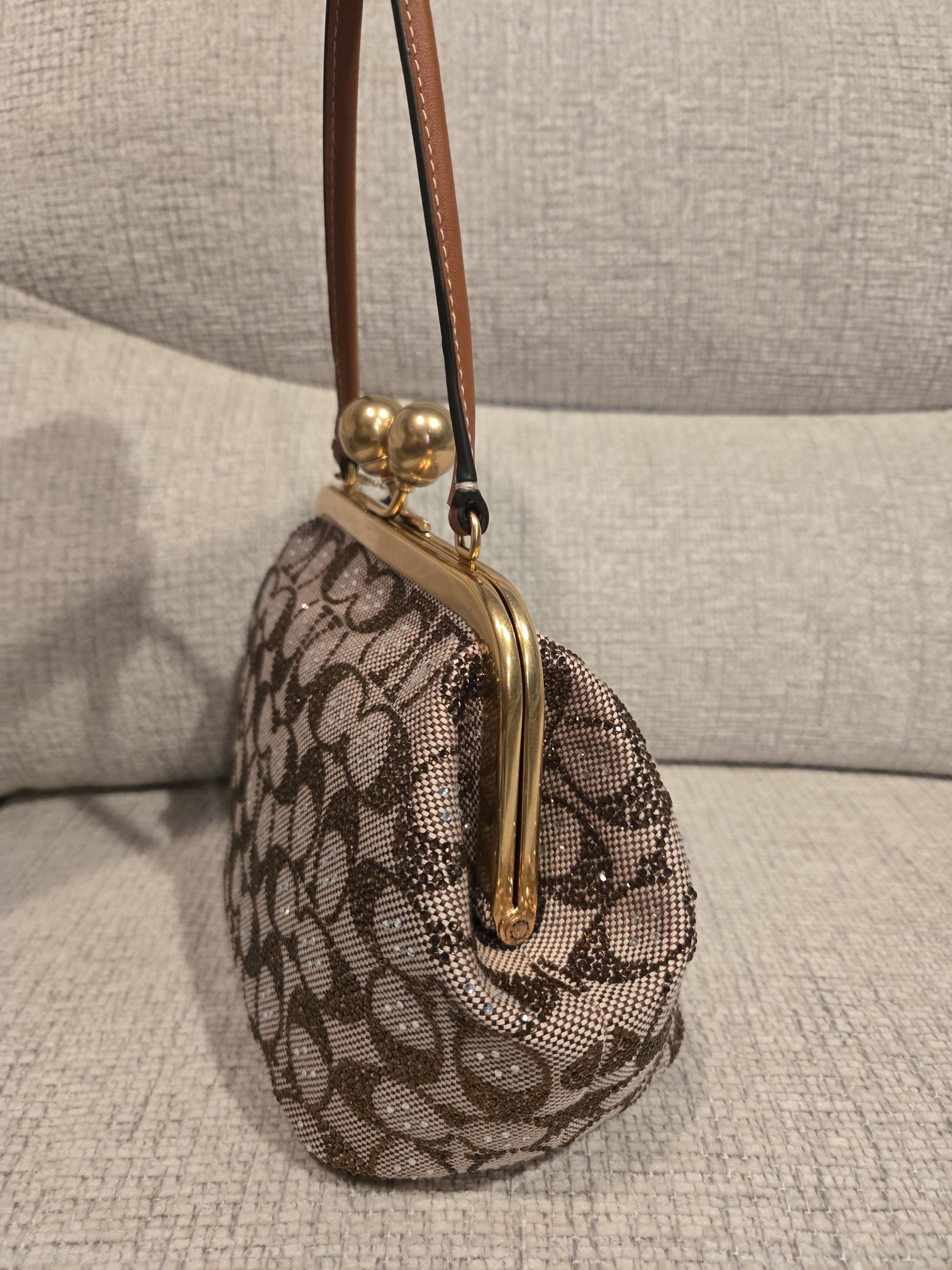 バッグ Coach Denim Signature Hand Bag Kiss-lock SOLD Coach denim kisslock satchel bag with matching wallet