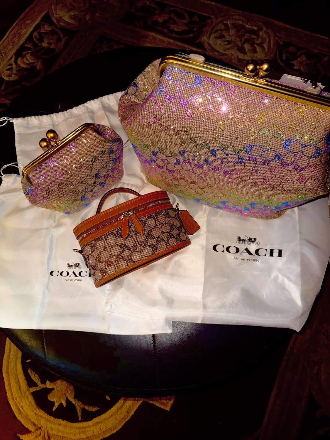 小物 COACH Kisslock Coin Purse Sequin COACH Signature Mini Kisslock Coin Purse Hot | Mercari