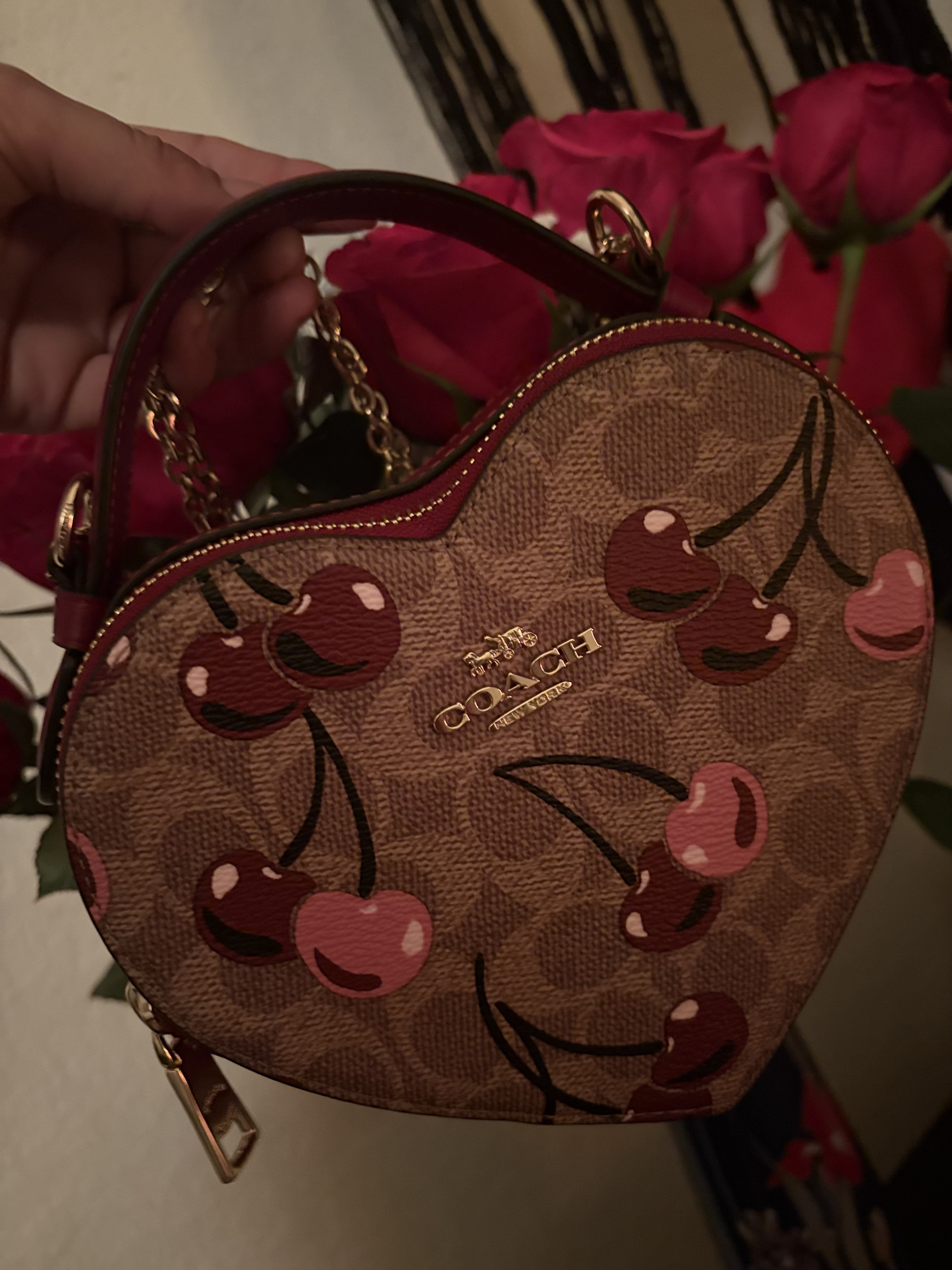 未使用完売品⭐︎COACHハートピンク＆赤クロスボディチェーン 