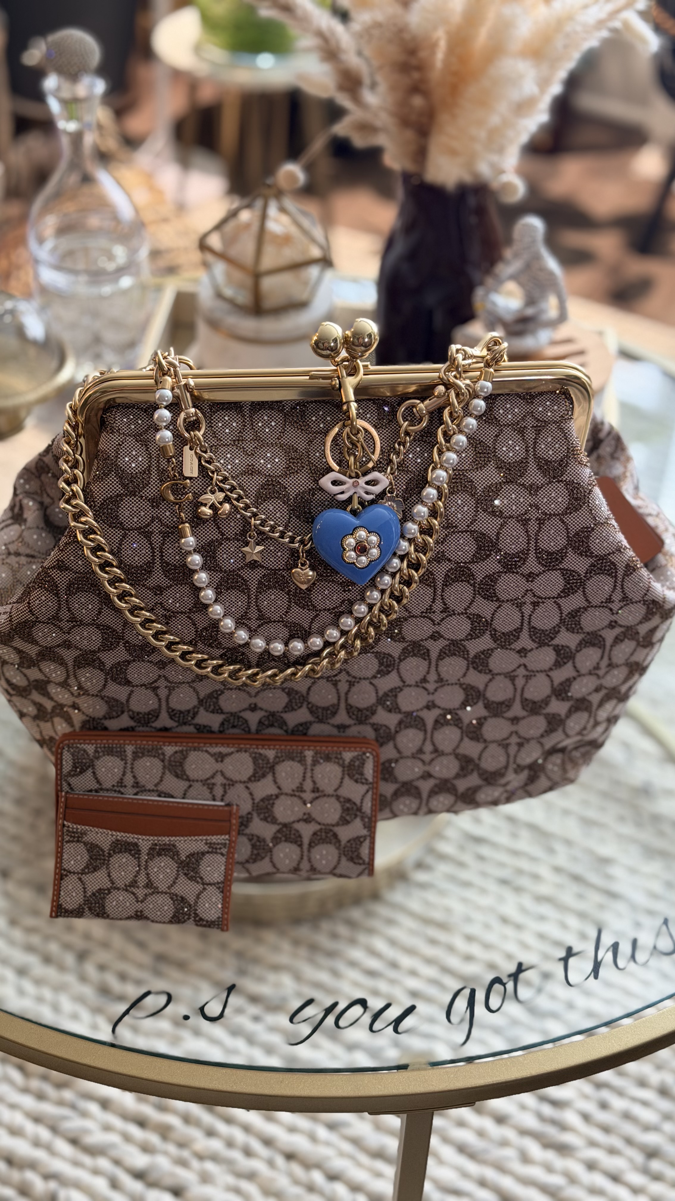 COACH® | Large Kisslock Frame Bag In Crystal Signature Jacquard