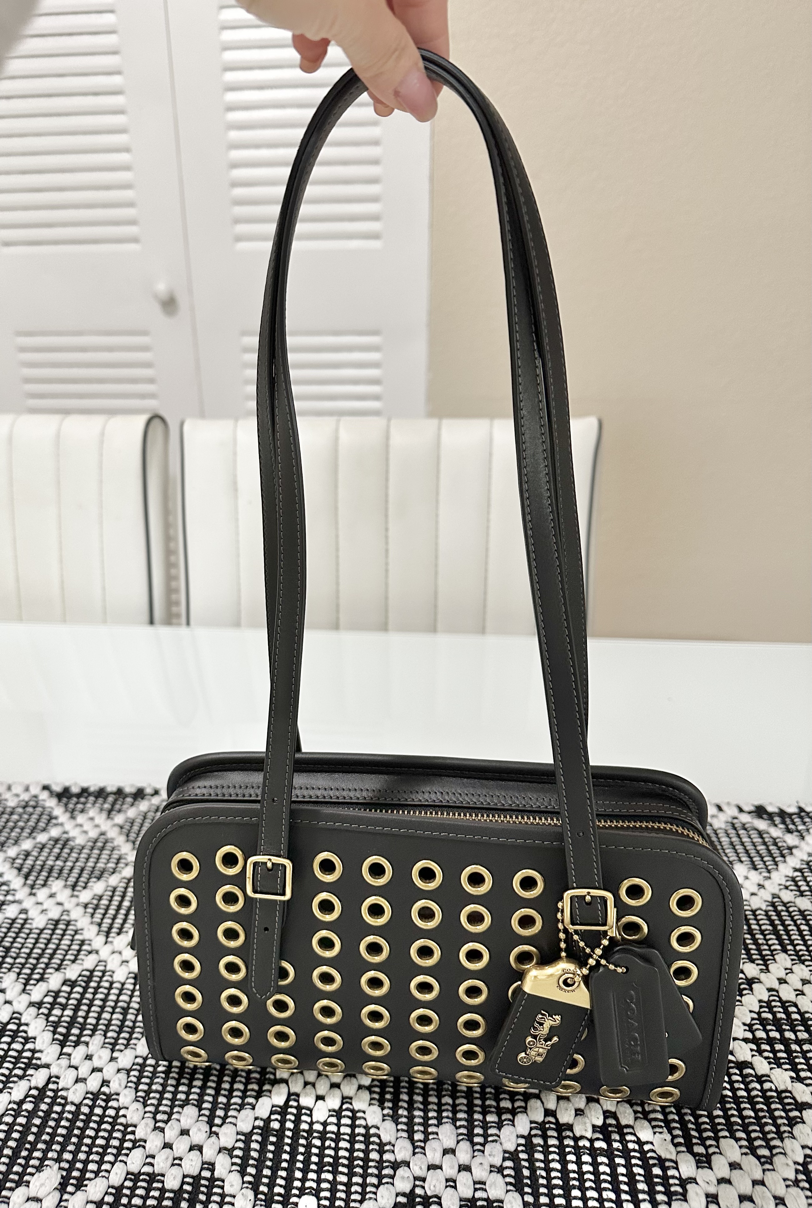 COACH バッグ Vintage Coach F12889 Legacy Signature Jaquard Leather Tote