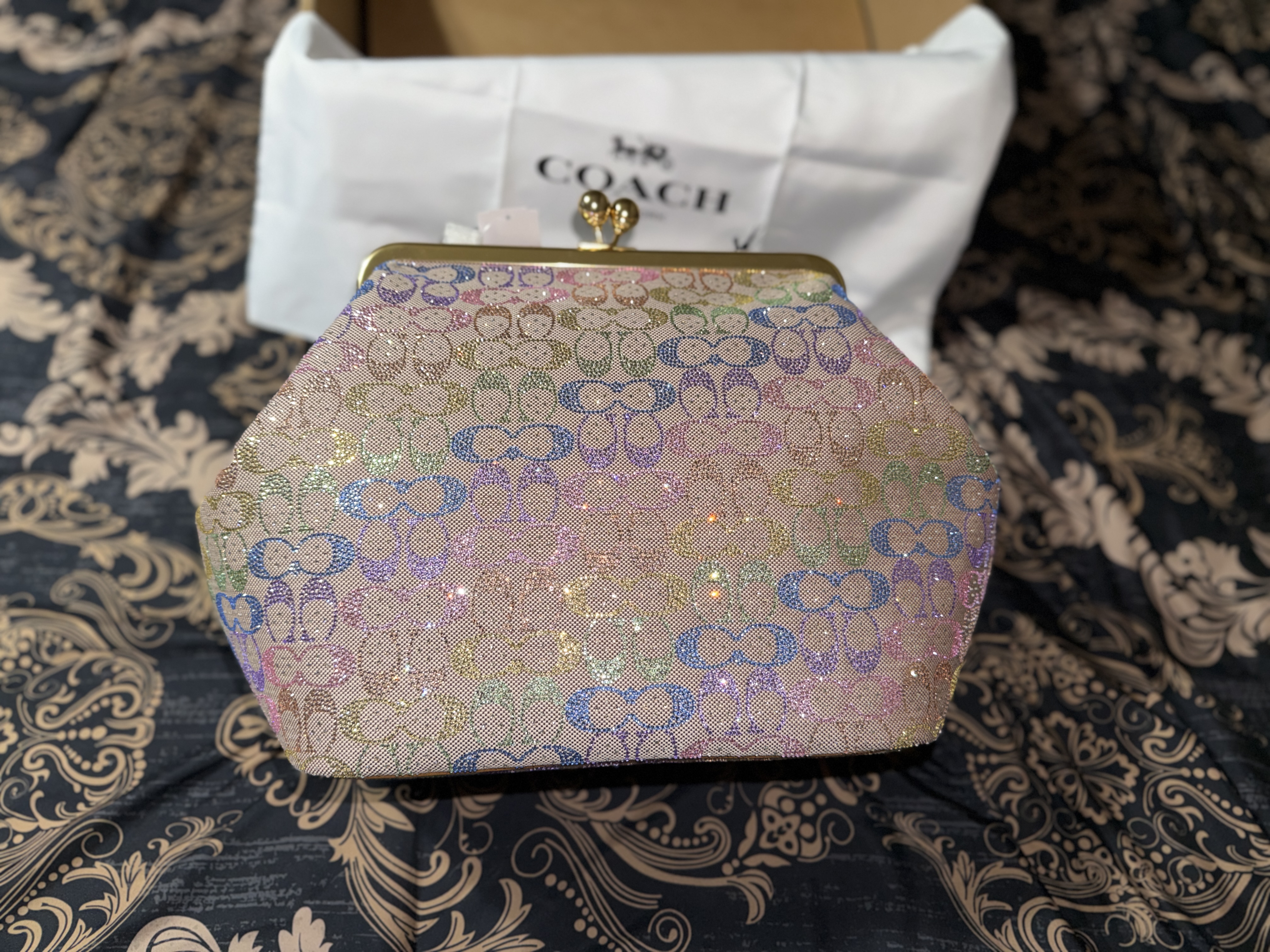 小物 COACH Kisslock Coin Purse Sequin COACH Signature Mini Kisslock Coin Purse Hot | Mercari