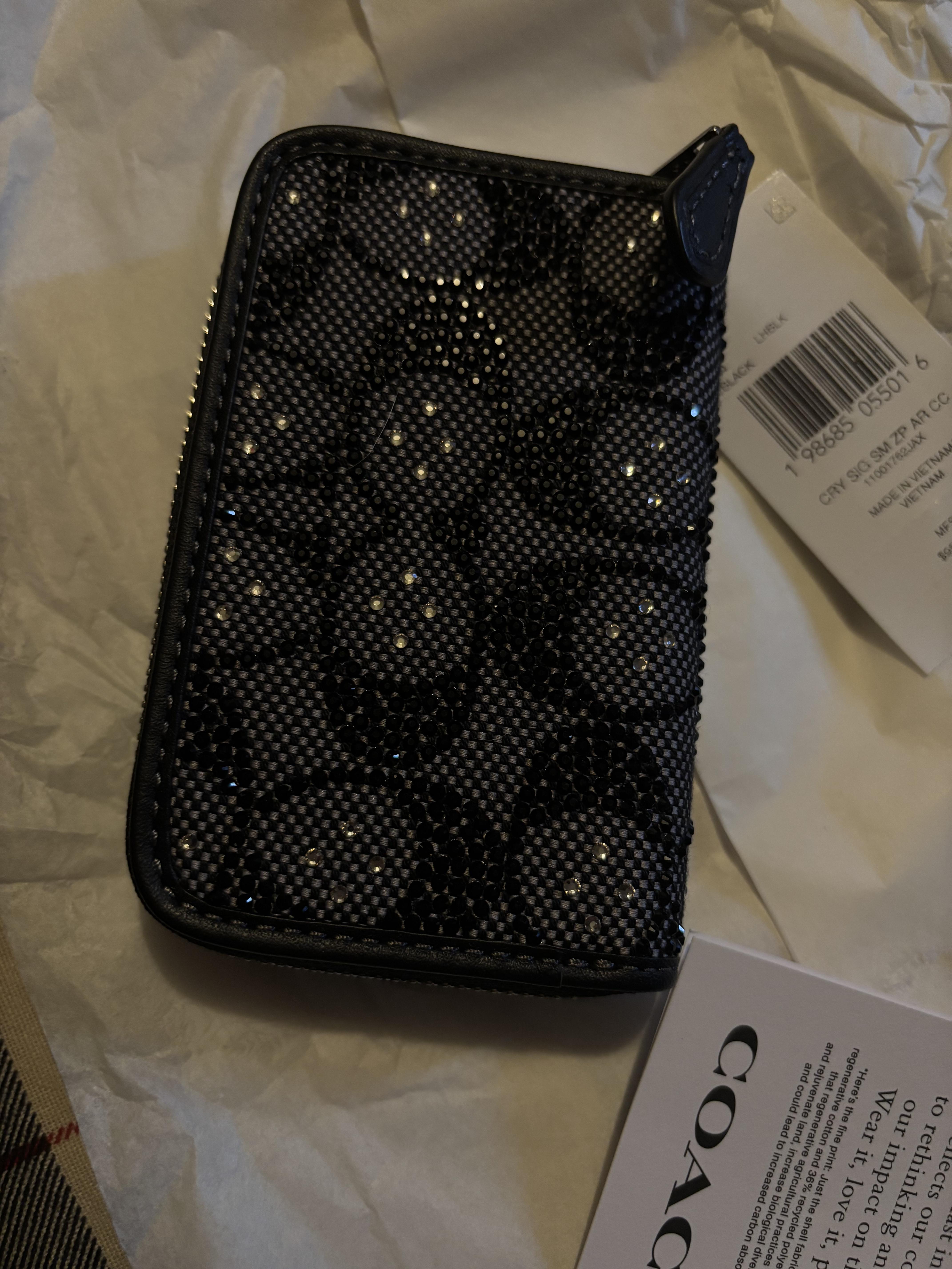 Essential Small Zip Around Card Case In Crystal Signature Jacquard