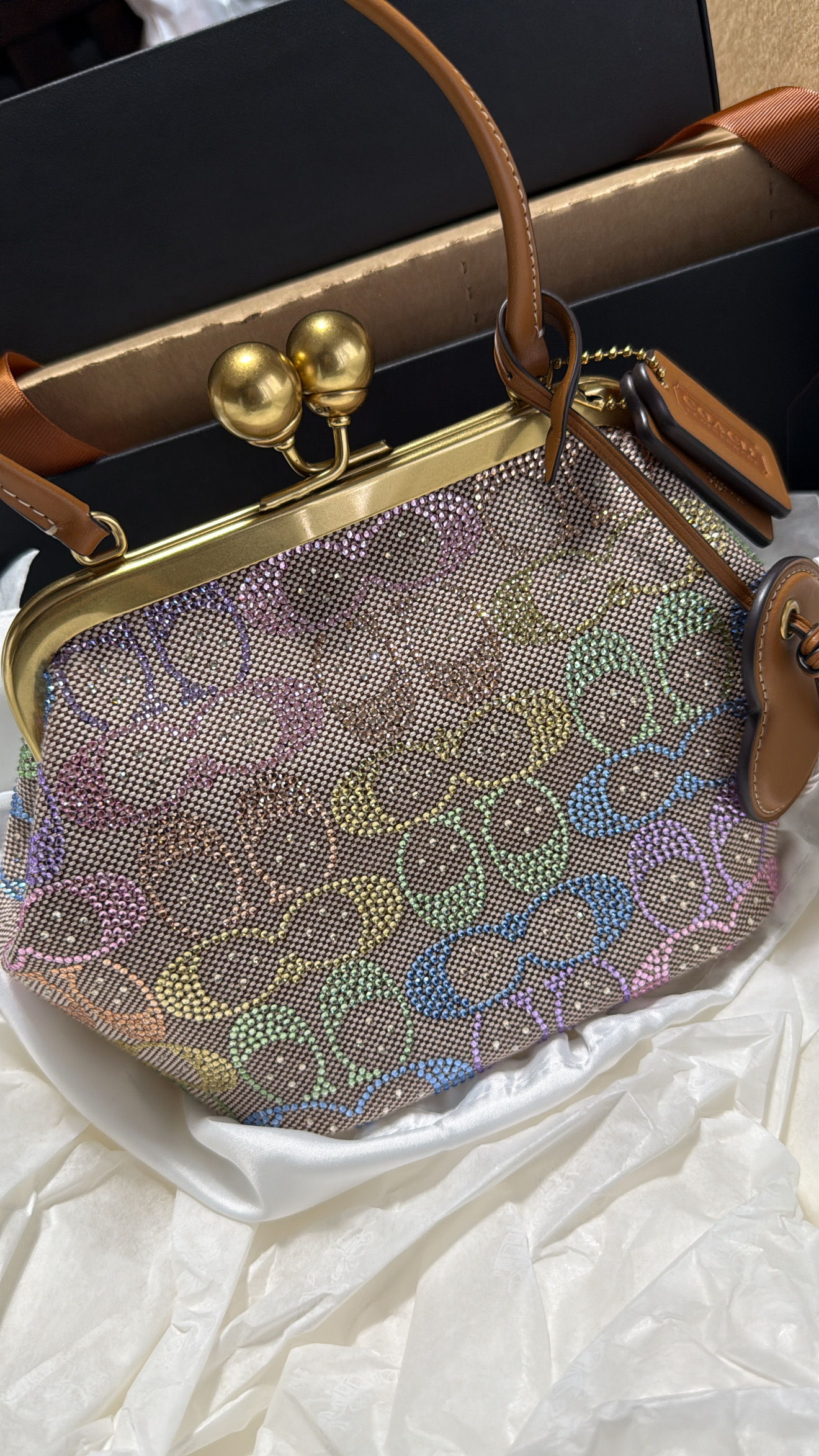 Kisslock Frame Bag 16 In Crystal Signature Jacquard | Bags | Coach