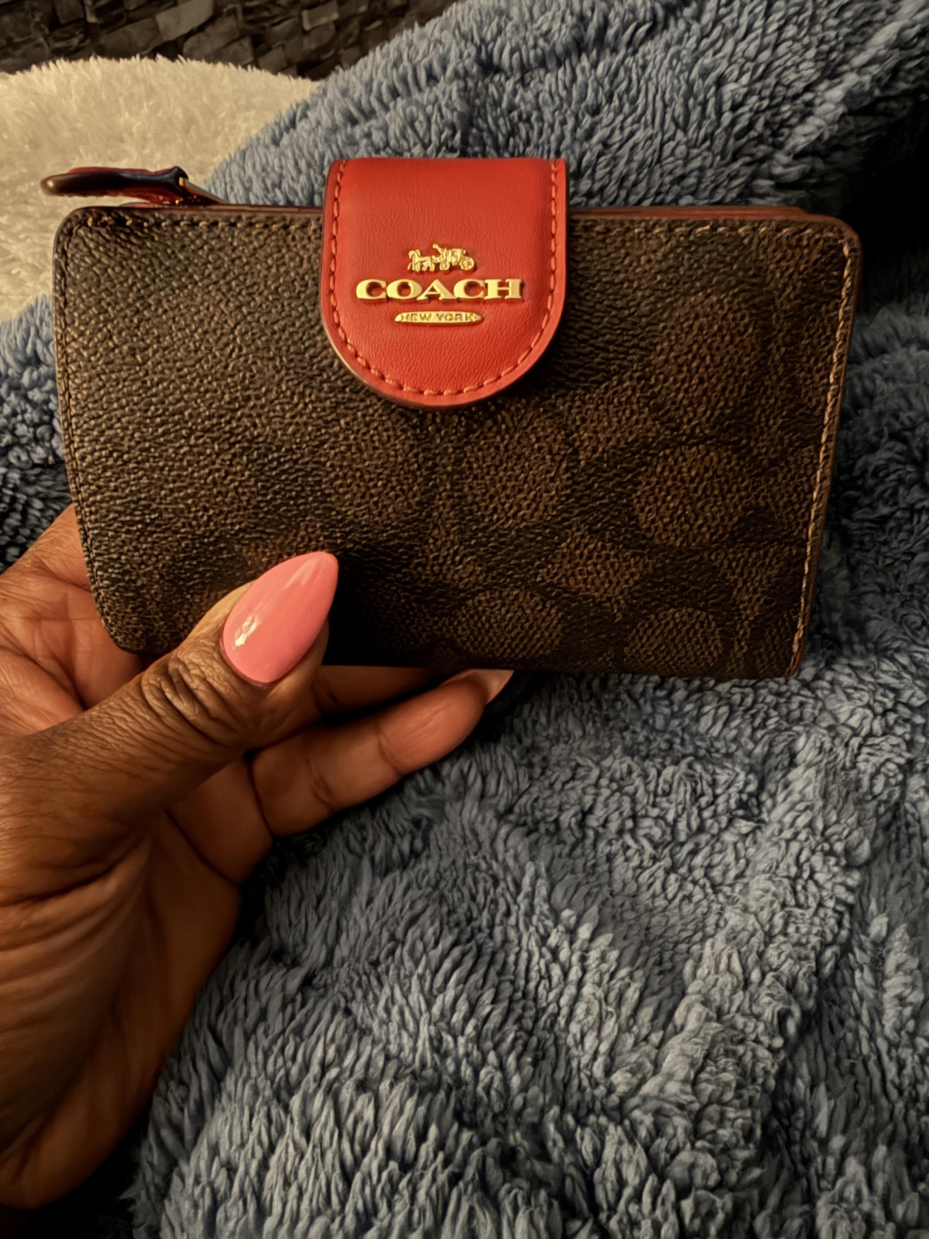 Medium Corner Zip Wallet With Gingham Print | COACH®