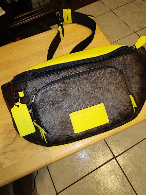 COACH® | Track Belt Bag In Colorblock Signature Canvas With