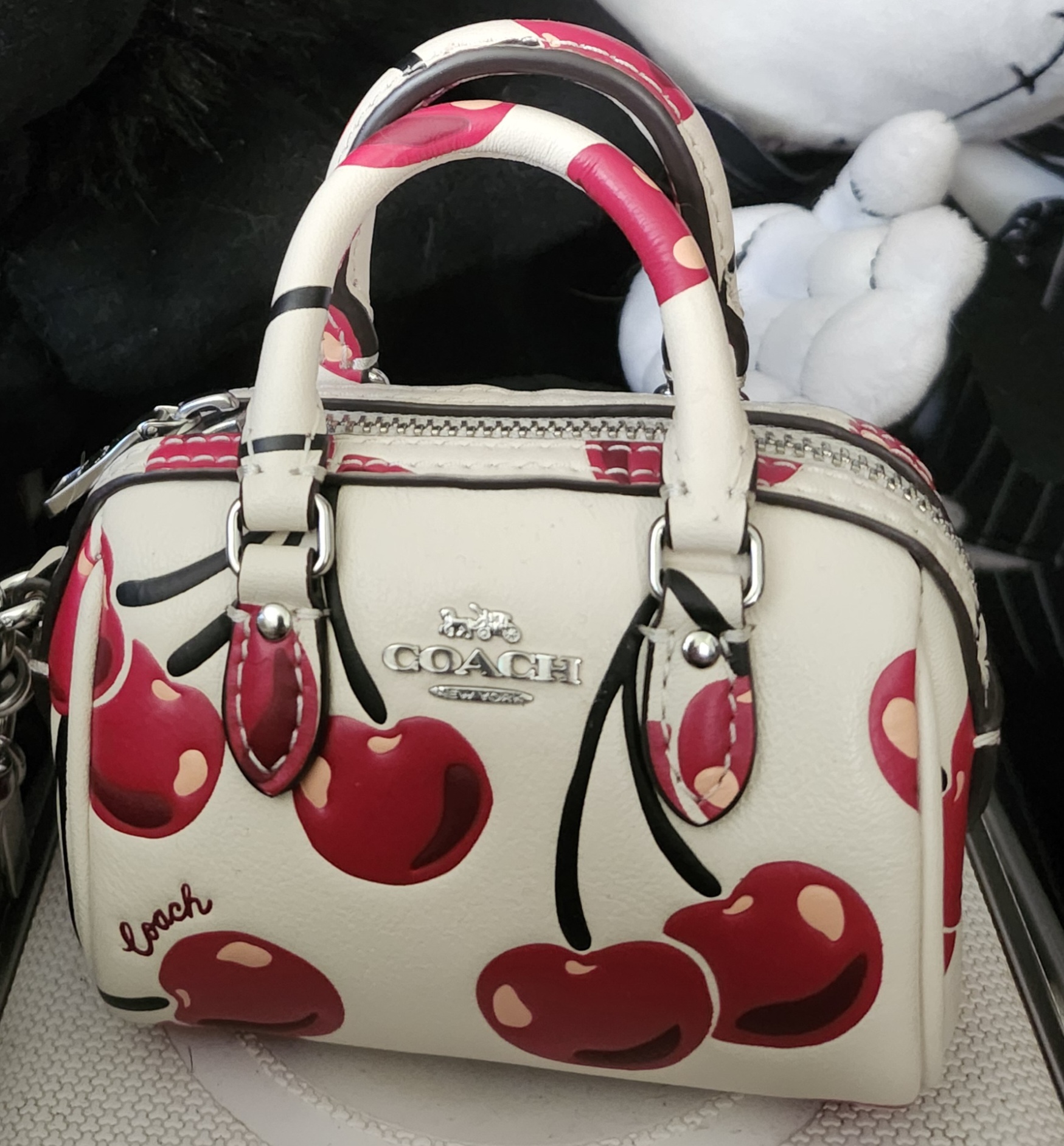 Mini Rowan Bag Charm With Cherry Print | COACH®