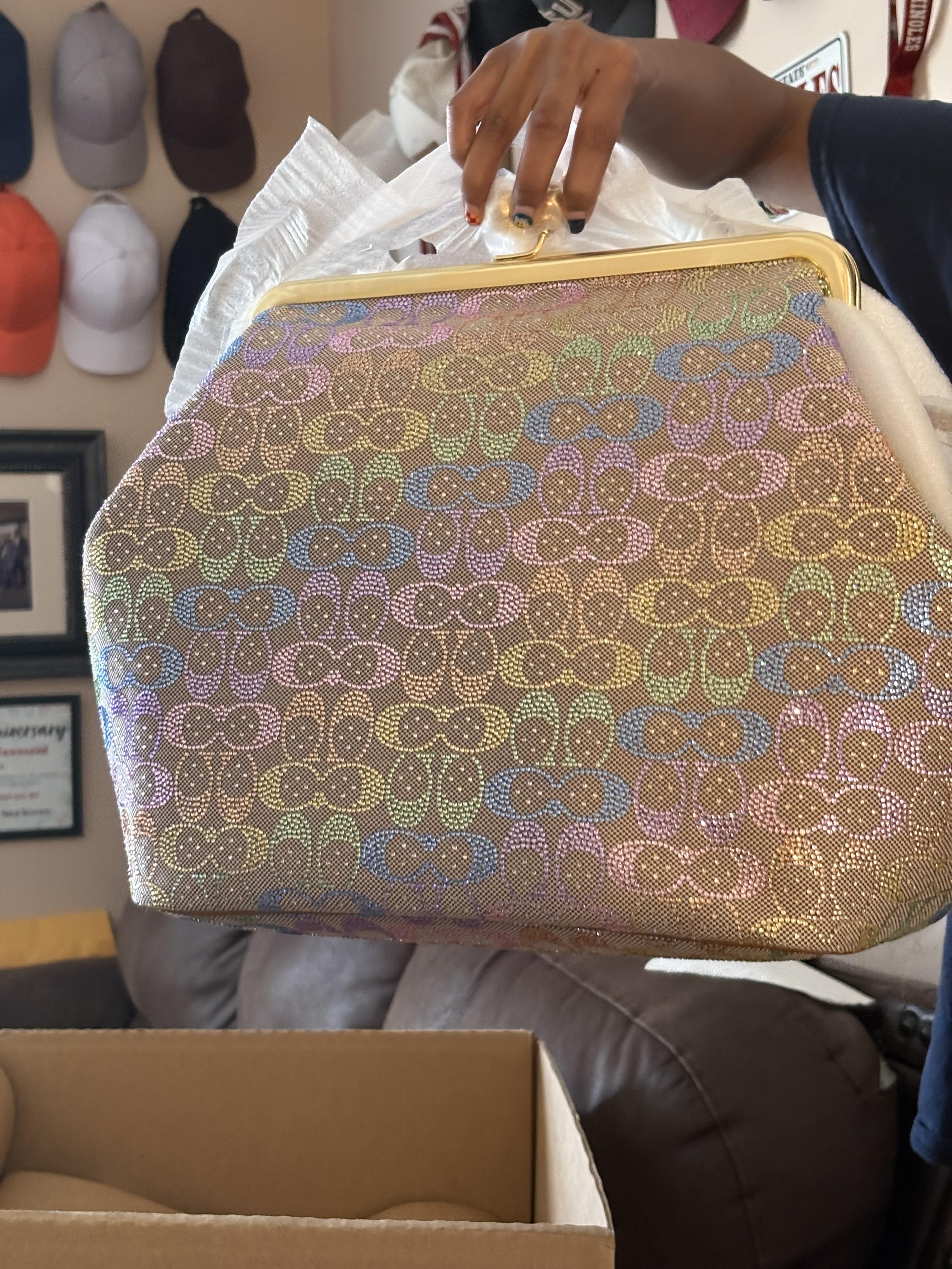 Large Kisslock Frame Bag In Crystal Signature Jacquard | Bags