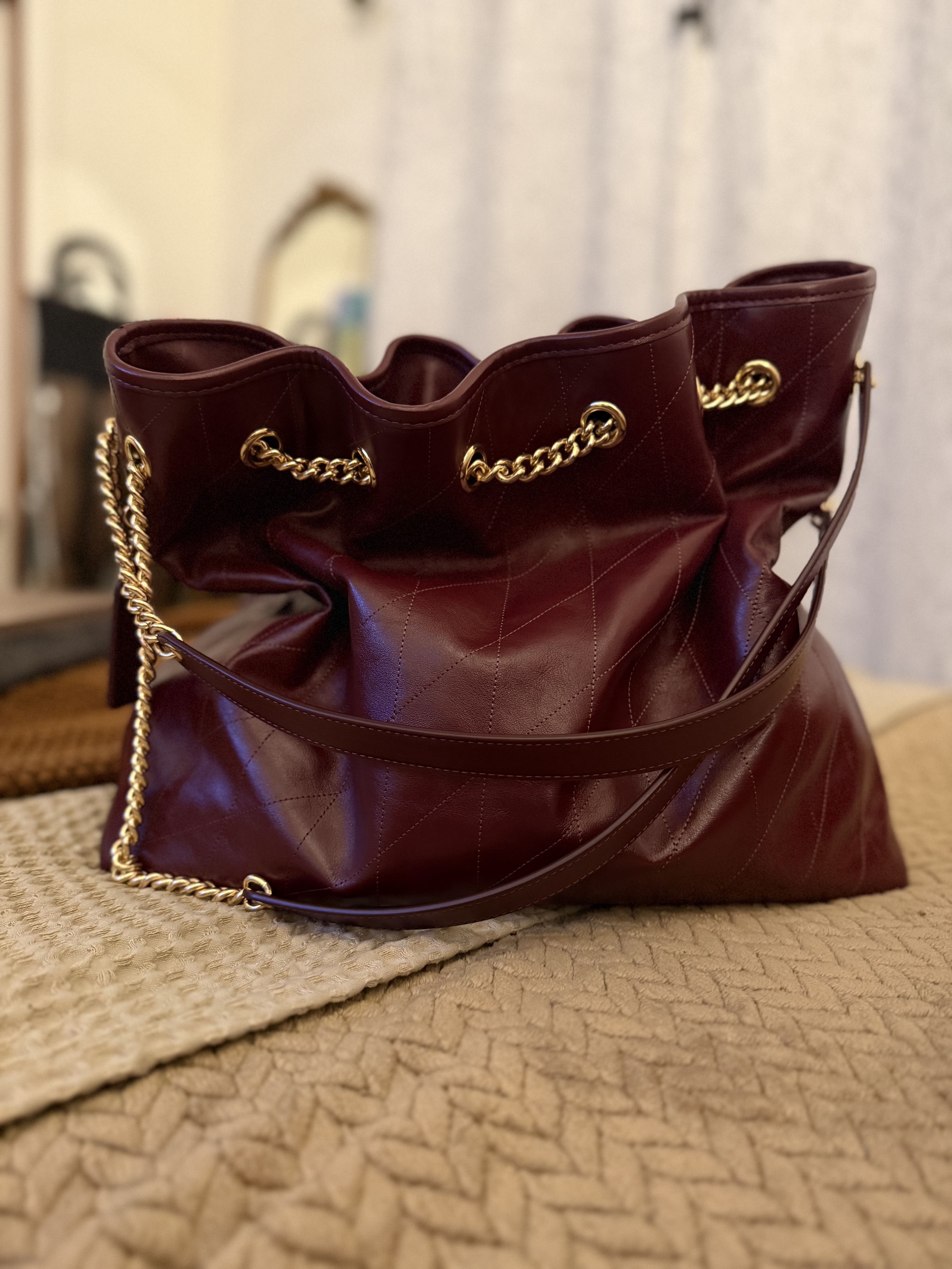 Evelyn Large Shoulder Bag In Regenerative Cotton With Quilting
